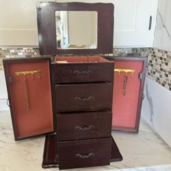 Vintage Wooden Jewelry Storage Box