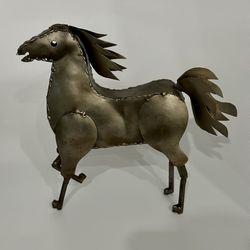 Horse Modernism Metal Sculpture Brutalist Canter Original Label Hecho Mexico
