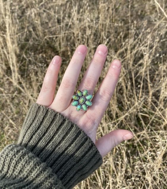FAUX TURQUOISE CLUSTER RING