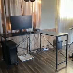 L Shaped Desk For Double Monitor Set Up 