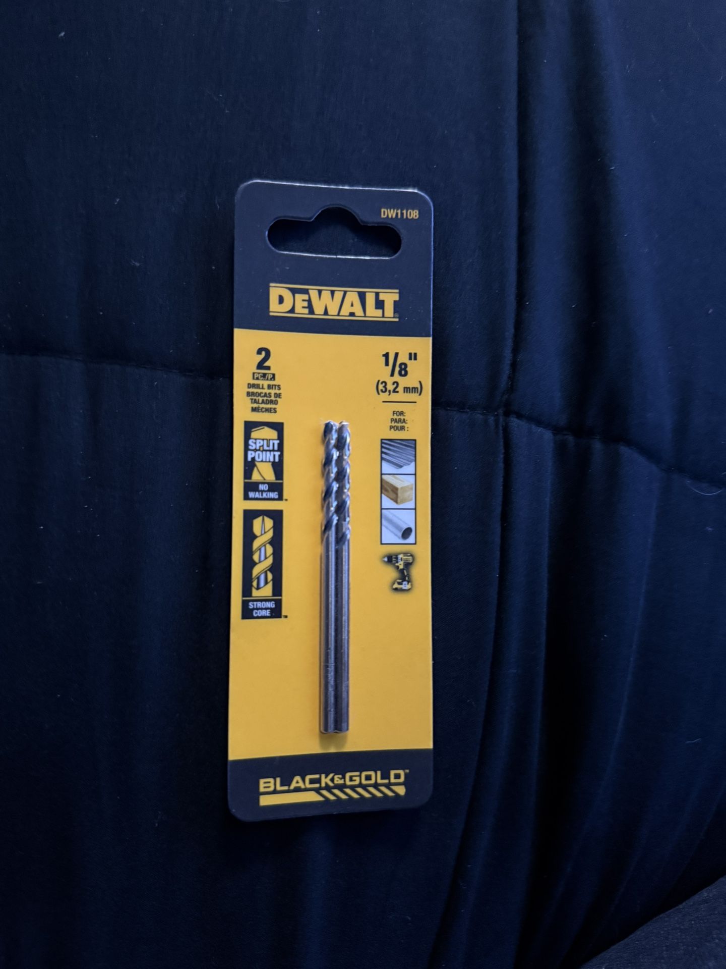 1/8 in. Black and Gold Split Point Twist Drill Bit (2-Pack)