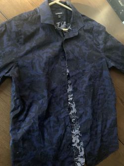 Express Blue Flower Print Long Sleeve