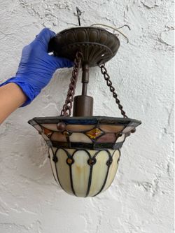 Antique stain glass pendant