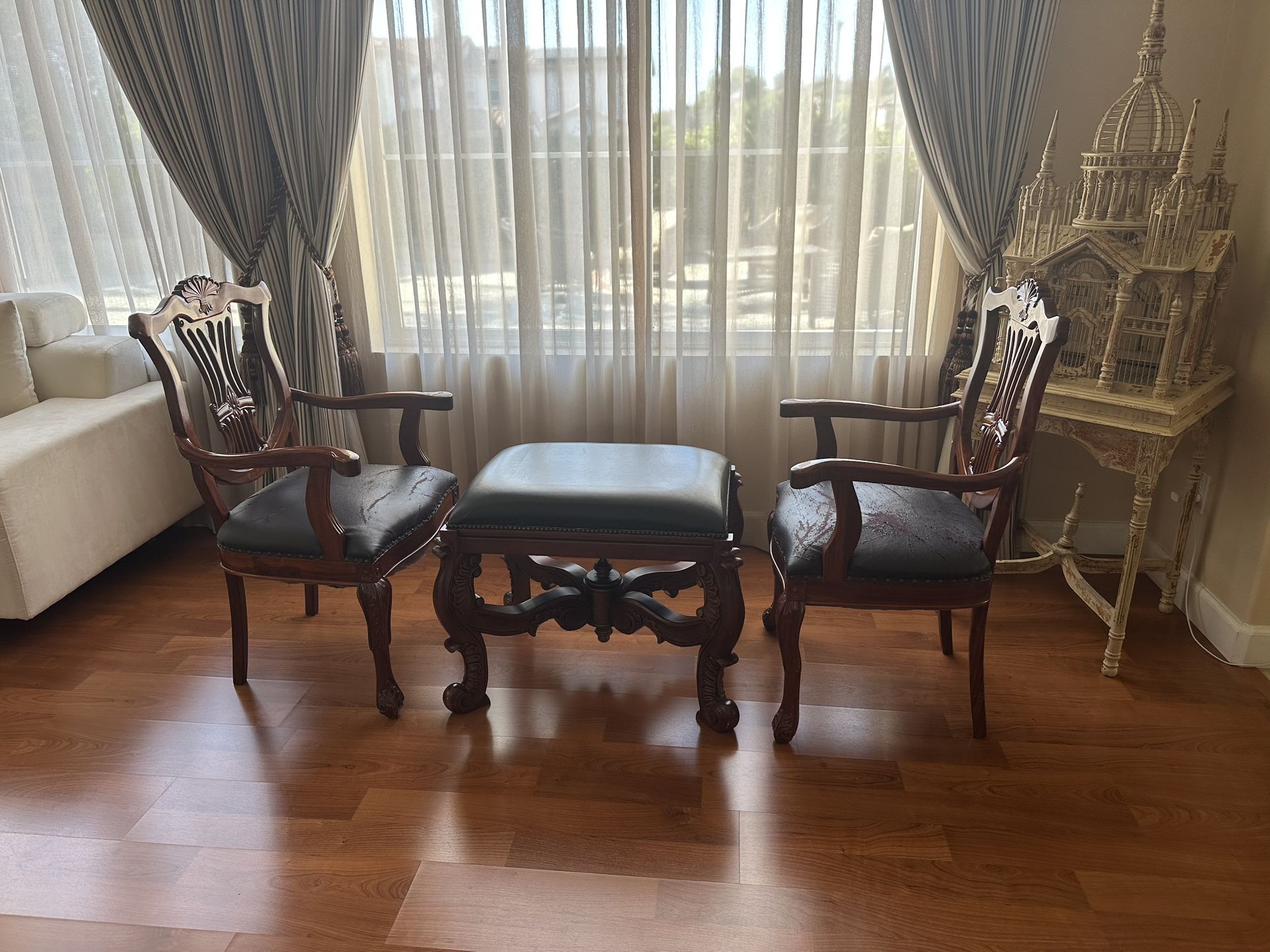 Fine Hand Made Mahogany Furniture Set With Chess Board