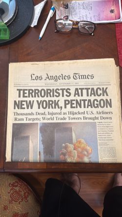 Los Angeles Times September 12 2001 Newspaper