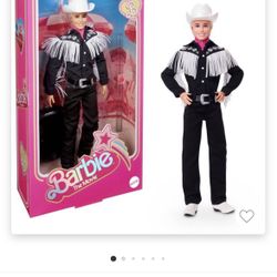 Barbie The Movie Collectible Ken Doll Wearing Black and White Western Outfit