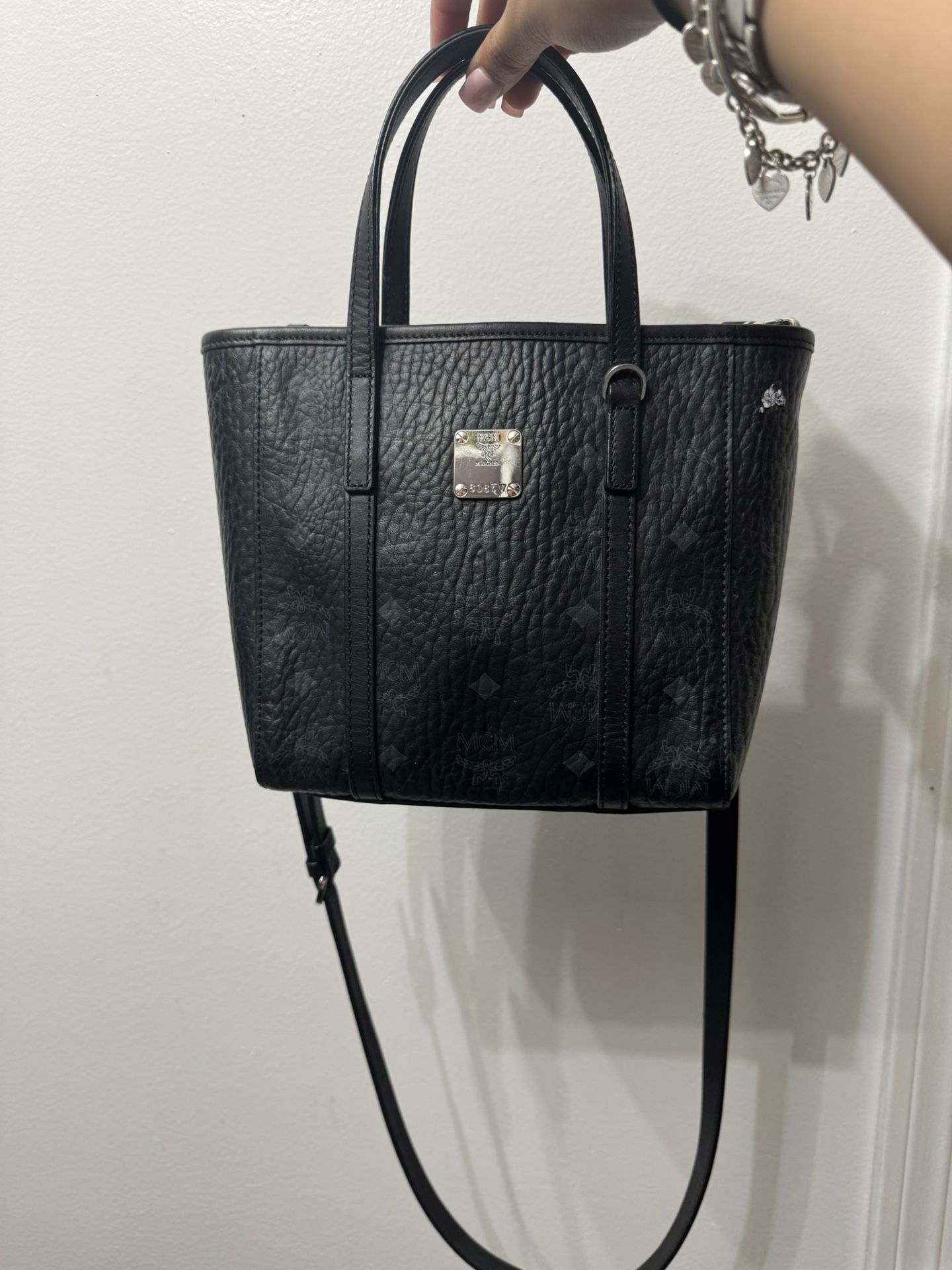Black Mcm Mini Shopper Tote Bag