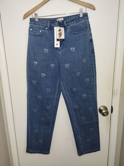 Disney For Macys Swarovski Crystal Bow Denim Pants Jeans Women's Size 10 NEW