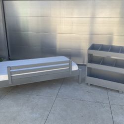 Land Of Nod (now Crate And Barrel Kids) Twin Bed And Storage Shelf