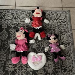 Minnie mouse plushies and hello kitty bag
