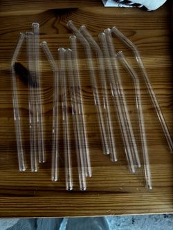 Set of 12 reusable glass straws