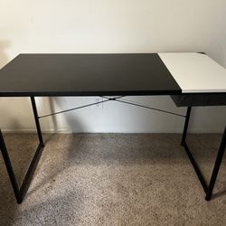 47” Desk, Black & White with Drawer