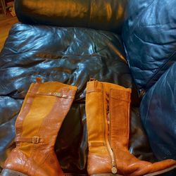  Brown Leather Suede Riding Boots (Etienne Aigner)!!!!