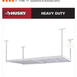 Husky 97.5 in. W × 43.75 in. H x 32 in. D Adjustable Metal Overhead Garage Storage Rack in White