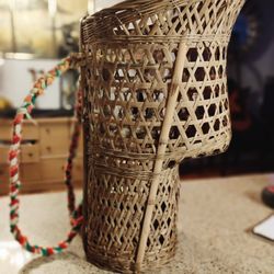 Woven Bamboo Hmong Backpack Baby Carrier 