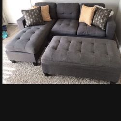 Sectional w/ottoman (gray) Couch 