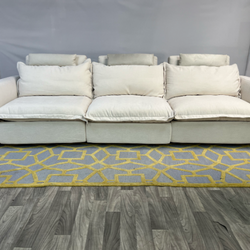 ( Delivery Available ) Homebody Luxe Cream White Sectional Sofa Recliner