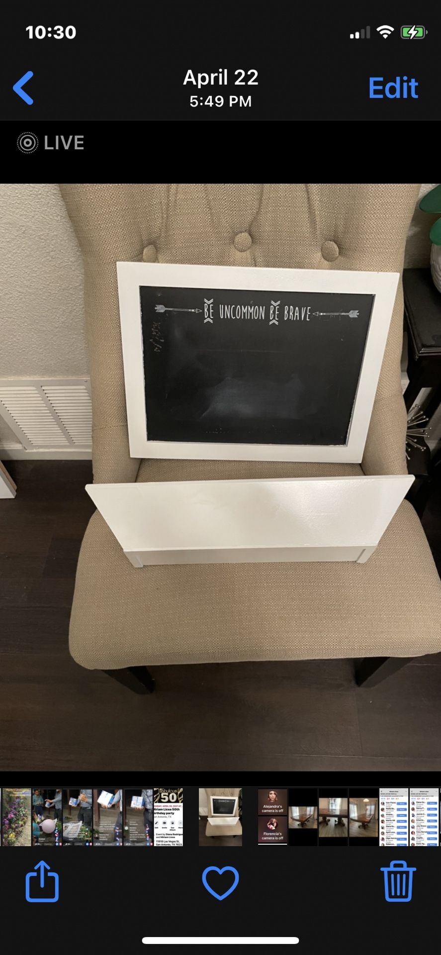 Chalkboard and shelf