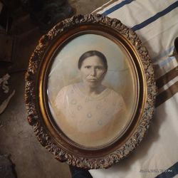 antique oval bubble glass portrait of a lady