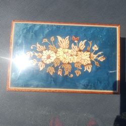 Blue Floral Jewelry/Music Box