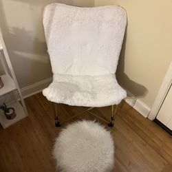 White Butterfly Chair With Stool 