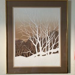 Abstract Winter Landscape Lithograph 