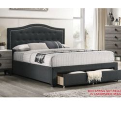 Modern Queen Size Platform Bed with Storage Drawer. Mattress Sold Separately 