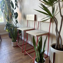 Matching Minimalistic 1960's Orange  Barstools
