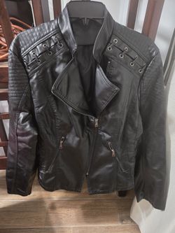 Women's Black Leather Jacket Size XL