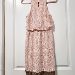 Emma and Michele pink lace dress