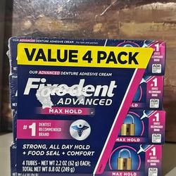 Fixodent Advanced Max Hold Denture Adhesive Cream 4-Packs
