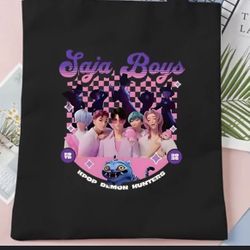 16 IN Kpop Demon Hunt-ers Canvas Tote Bags Shoulder Bag Handbag,with Long Shoulder Strap for Travel Shopping,Foldable Heavy Duty Washable,Reusable Gro