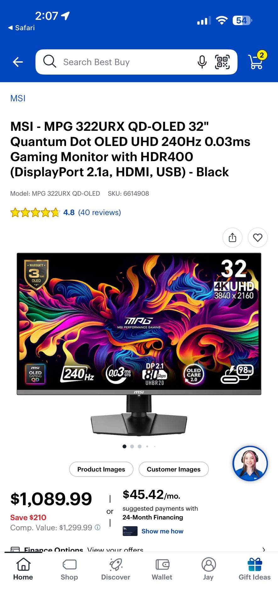 MSI Mpg321urx OLED 4k 240hz Monitor