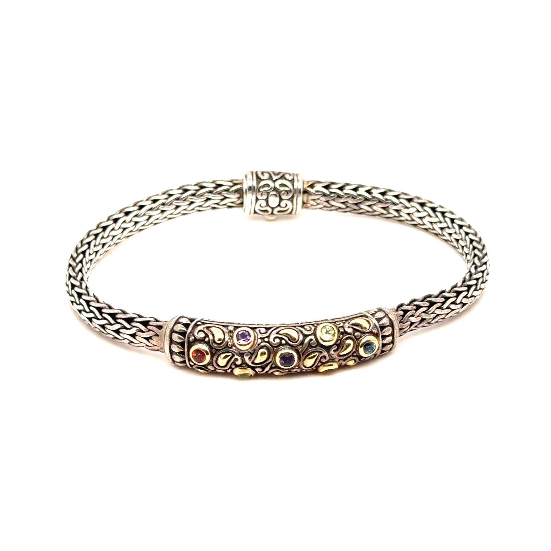 925 18K Gold Multi-stones Wheat Bracelet