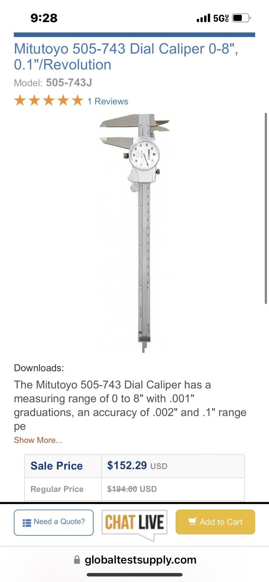 Mitituyo 0-8” Calipers Like New