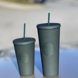 Starbucks Venti & Grande Green Matte studded tumblers set of 2