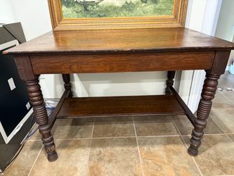 Antique book matched oak desk