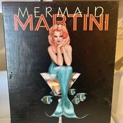 VTG Mermaid Martini PinUp by Ralph Burch 2003 on heavy board some age