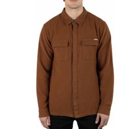 Hurley Men's Santa Cruz Twill Flannel, xl Hickory Brown
