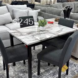 Cute‼️ 5-pc Dining Table Set With Dark Gray Upholstered Chairs