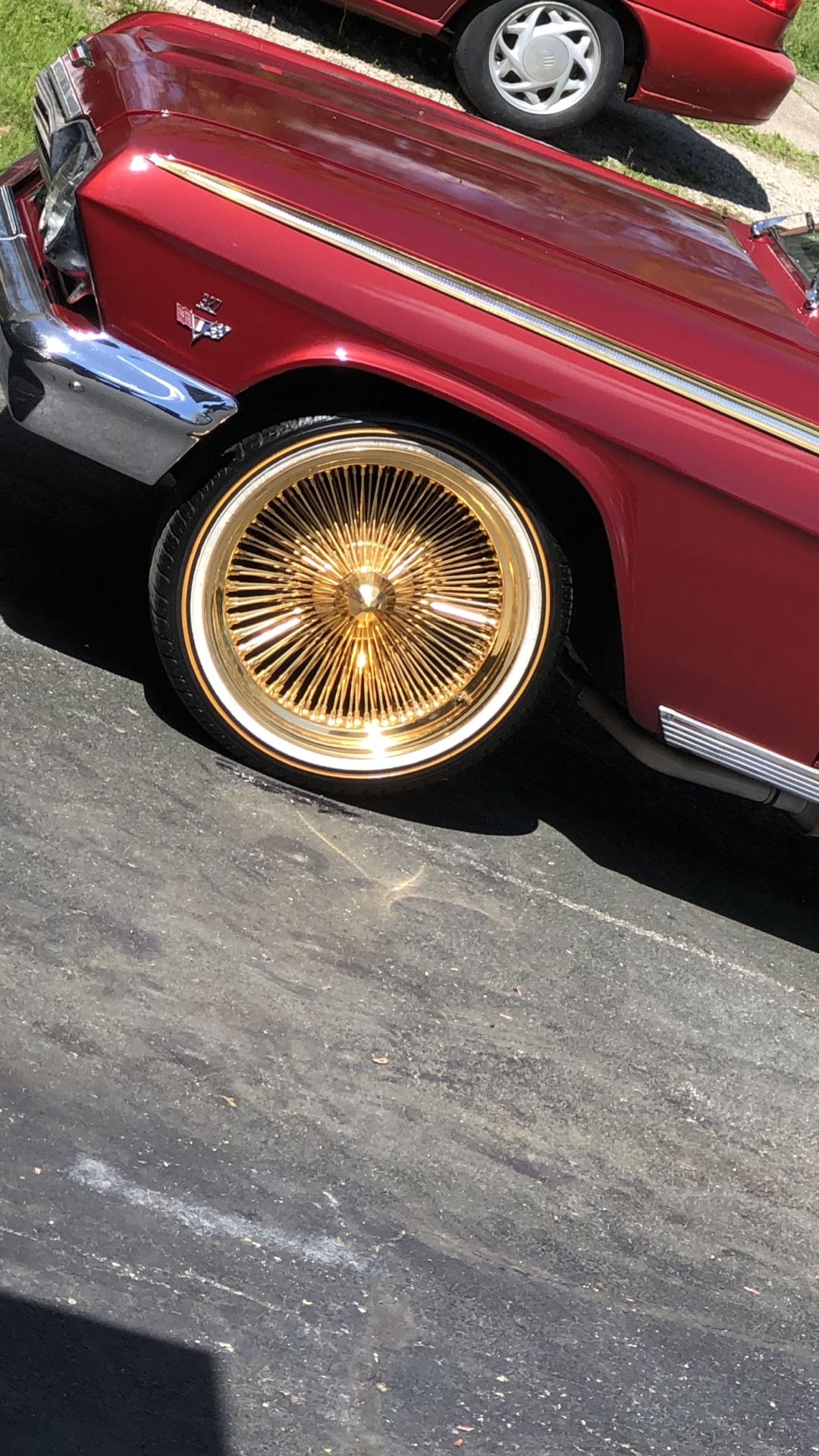 Set of 4 all gold 20” Daytona Dayton’s 150 spoke wire rims with vogue ...