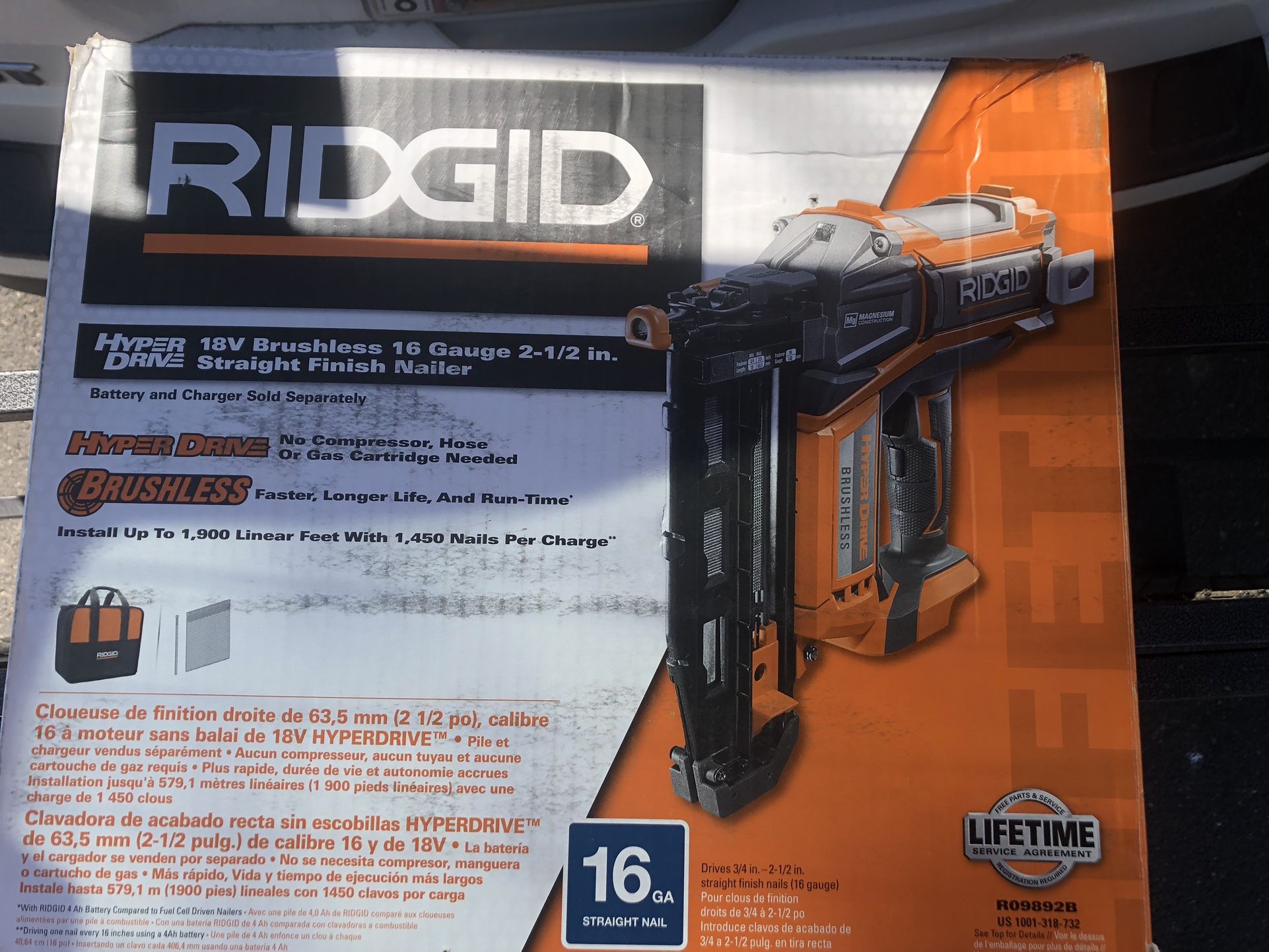 Ridgid 16g Finish Nailer 18v
