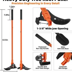 Heavy-Duty Manual Root & Sapling Puller, 100% High-Strength Manganese Steel, Extracts 1/4" to 1-3/8" Woody Stems & Invasive Trees,