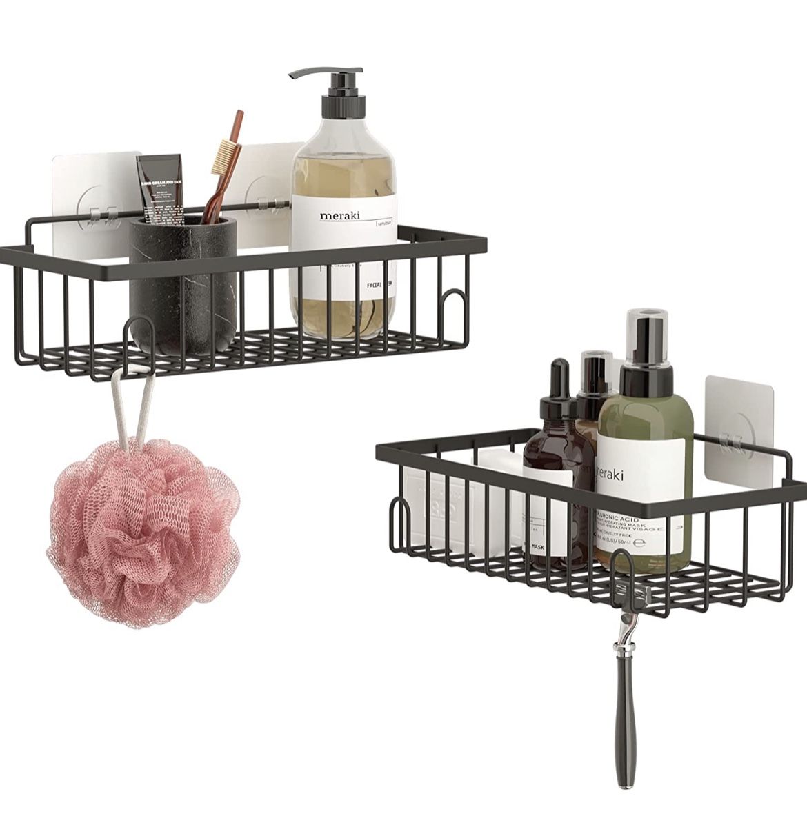 2 PCS Shower Caddy With Adhesive Hooks