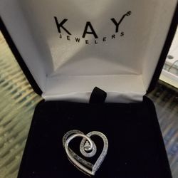 Kay jewelers sterling silver black and white diamond pendant