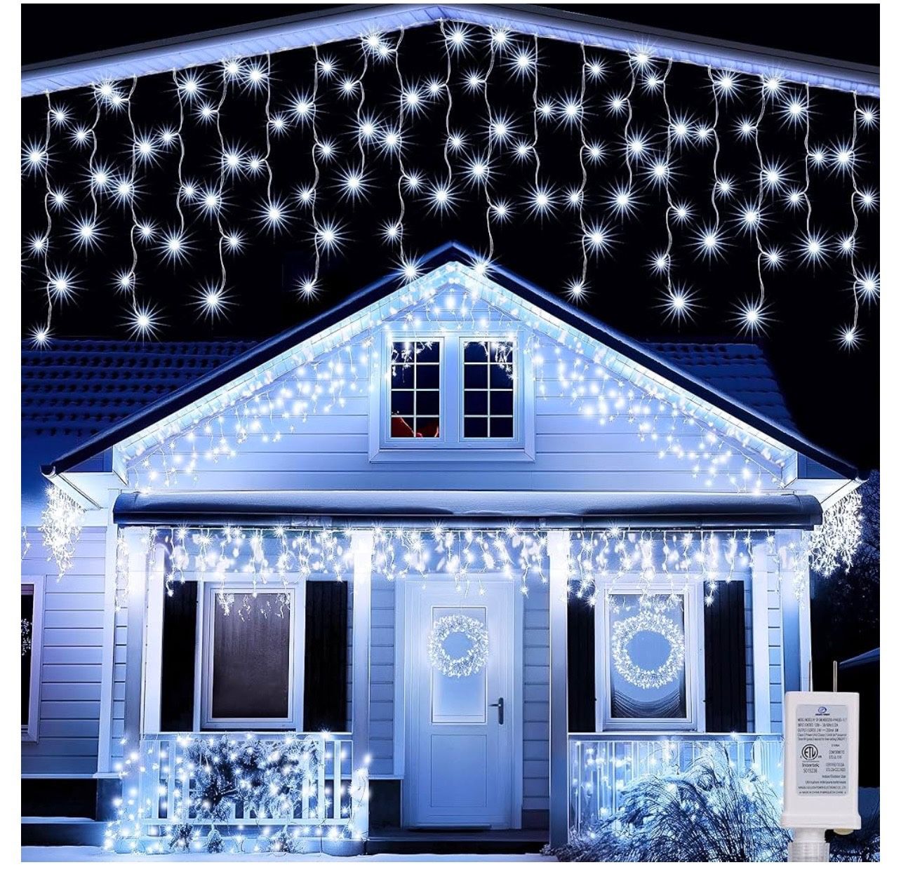 BRAND NEW IN BOX Christmas Icicle Lights Outdoor 37.41Ft 720 LED 144 Drops, Christmas Lights Plug In with Remote Timer, Icicle Lights 8 Modes Decorati