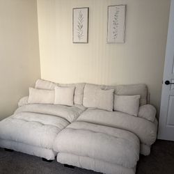 Loveseat Modular Sectional Sofa, U Shaped Couch with Two Ottoman