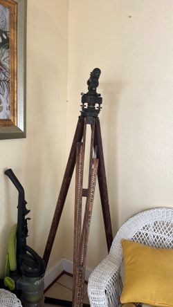 Vintage Brunson surveyor 45570 instrument with original stand and measuring stick