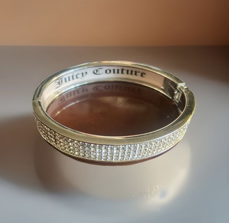 Juicy Couture Crystal Hinged Silver -tone Bangle Bracelet