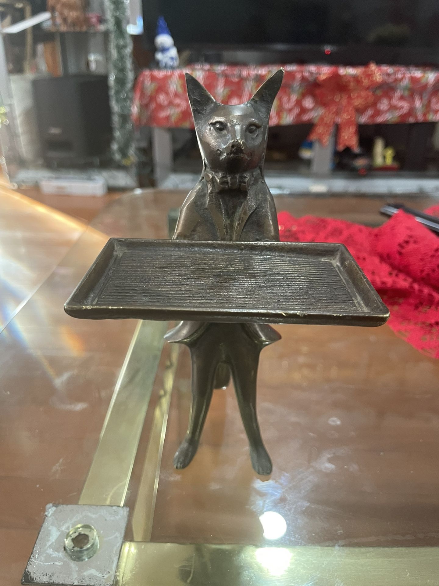 Antique Art Nouveau Butler Fox Business Card Holder Brass height 7/H bronze